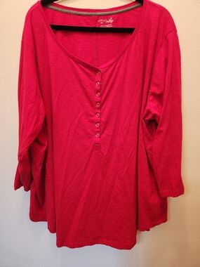 Ruders By Lee Red Long Sleeve Scoop Neck Size 4X